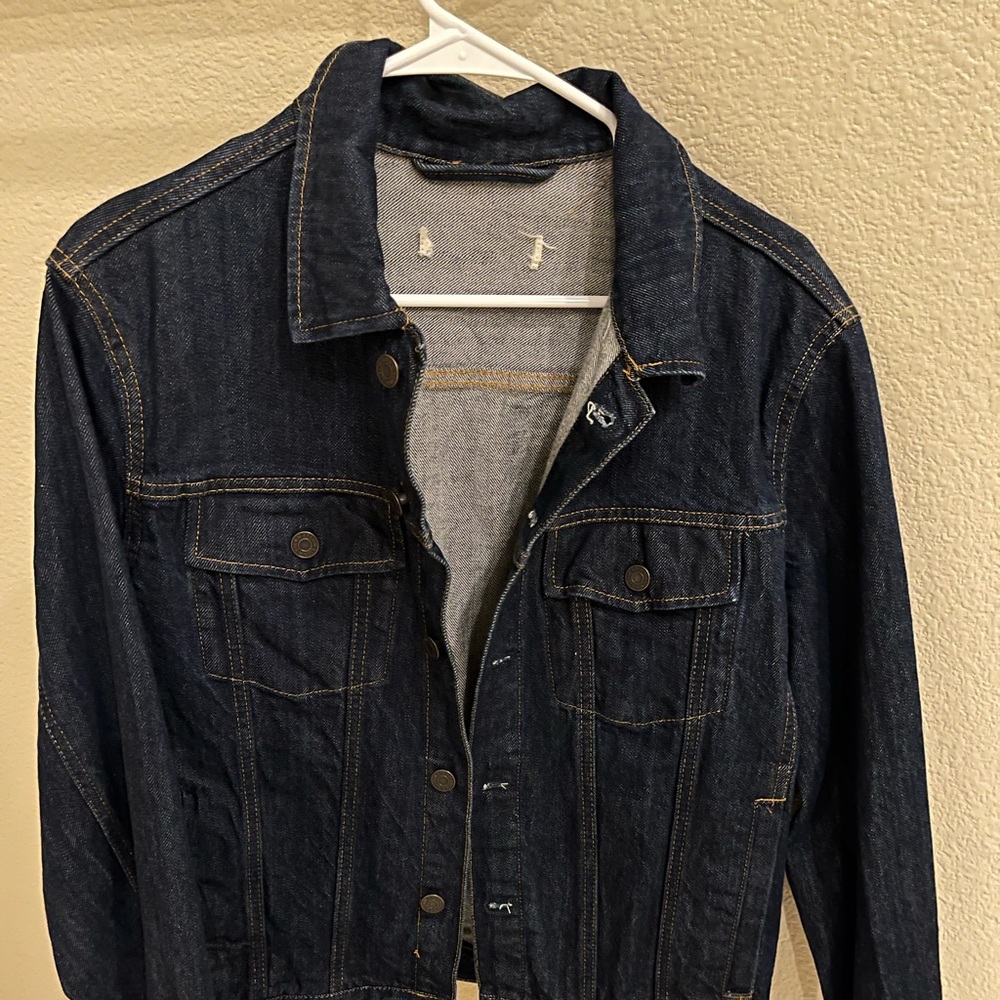 Oversized dark denim jacket